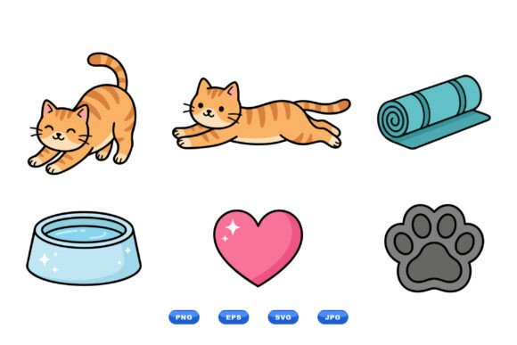 Cute Cat Playful Vector Clipart: Graphics for Handmade Creations