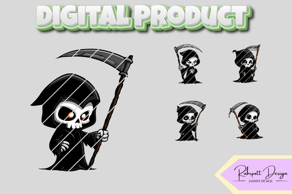 Cute Grim Reaper Stamps: Graphics for Creative Sellers