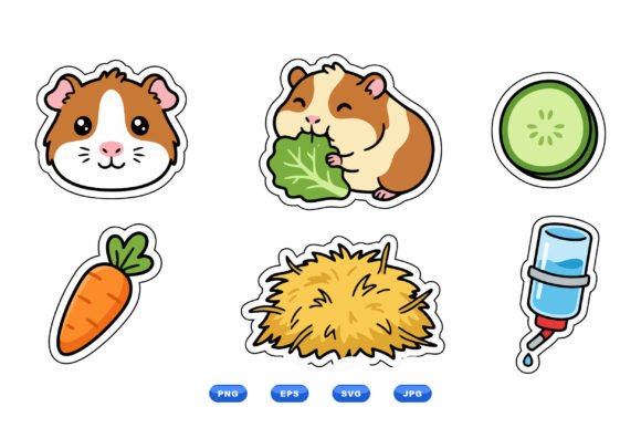 Cute Guinea Pig Cartoon Clipart: Graphics & Illustrations for Crafters