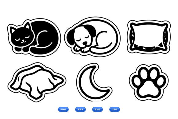 Cute Sleeping Pet Icons Graphics