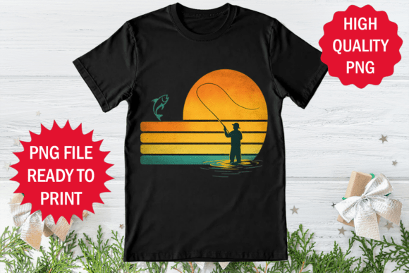 Fishing Lover Retro T-shirt Design Png
