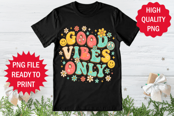 Good Vibes Only 70s Retro T-shirt Design Graphics