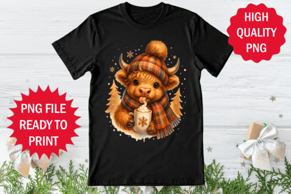 Highland Cow Cold Coffee T-shirt Design: Graphics & Freebies for Creative Brands