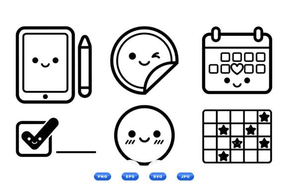Kawaii Planner Icon Clipart: Graphics for Creative Sellers