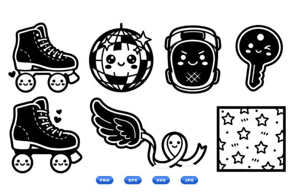 Kawaii Roller Disco Icons: Graphics for Playful Branding