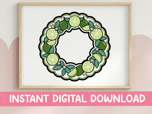 Lime Citrus Wreath Green Round Design