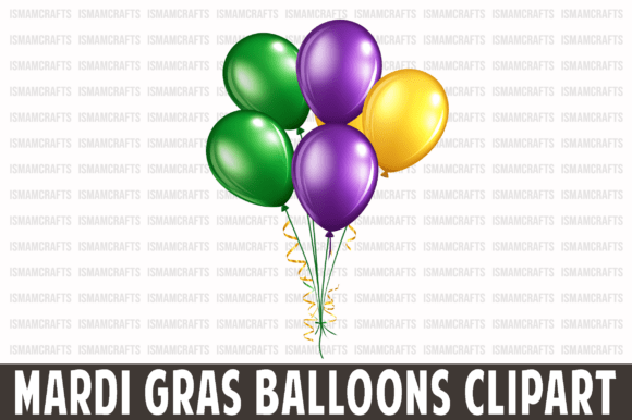 Mardi Gras Balloons Clipart PNG: Graphics & Freebies for Local Branding