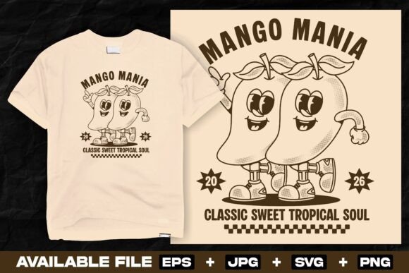 Retro Mango Character Print Design Graphics