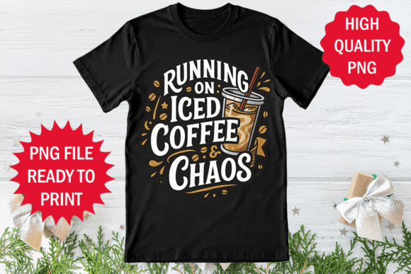 Running on Coffee Cold Coffee T-shirt Graphics Freebies