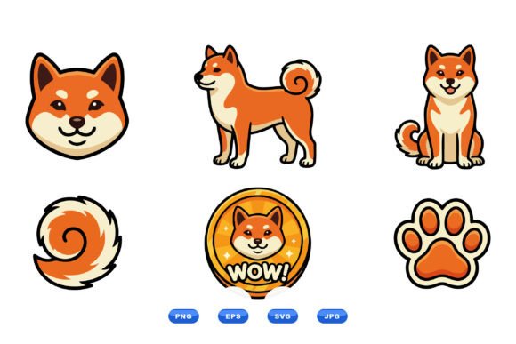 Shiba Inu Mascot Clipart Set: Graphics for Playful Branding